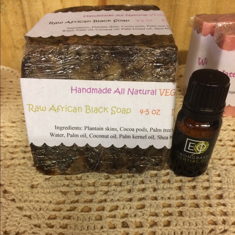 1 raw African black soap 4-5oz natural handmade
